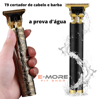 Máquina de Cortar Cabelo e Barba Profissional Sem Fio T9