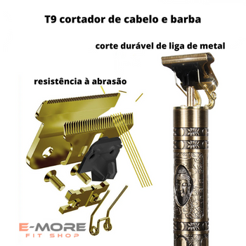 Máquina de Cortar Cabelo e Barba Profissional Sem Fio T9