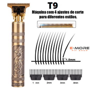 Máquina de Cortar Cabelo e Barba Profissional Sem Fio T9