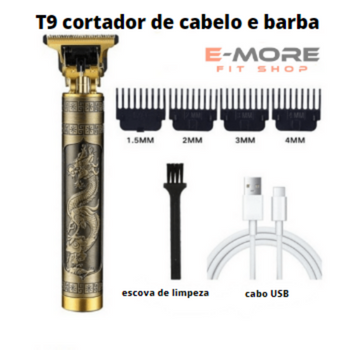 Máquina de Cortar Cabelo e Barba Profissional Sem Fio T9